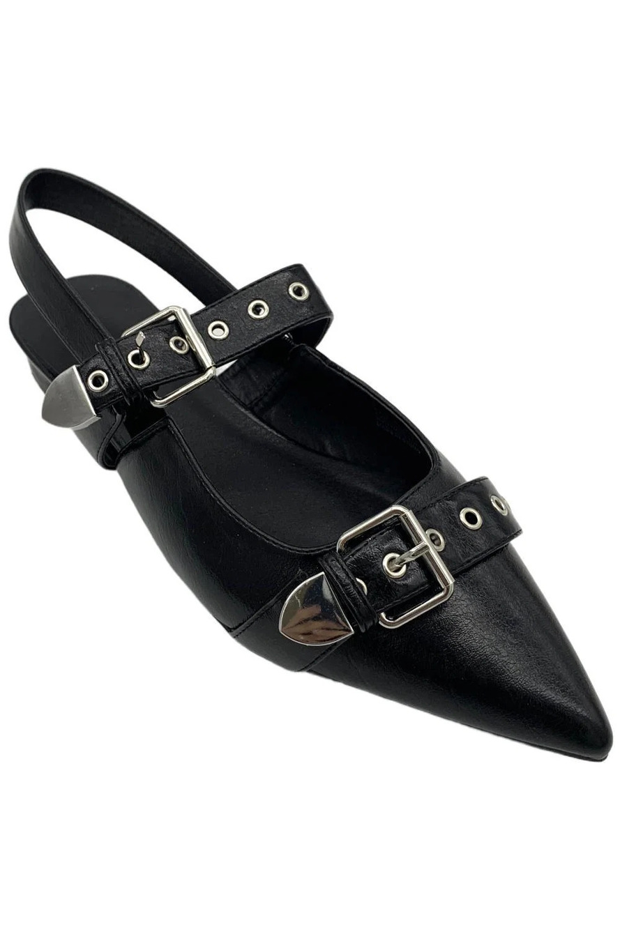 Masseys Women's Alex Slingback Pointed Toe Mules Black - Wide